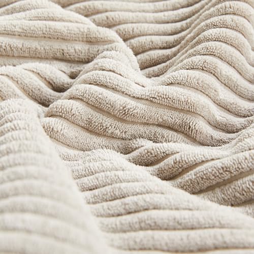 Fancy Homi 2 Packs Neutral Taupe Decorative Throw Pillow Covers 16x16 Inch for Living Room Couch Bed, Rustic Farmhouse Boho Home Decor, Soft Corss Patchwork Corduroy Textured Square Cushion Case 40cm - Image 5