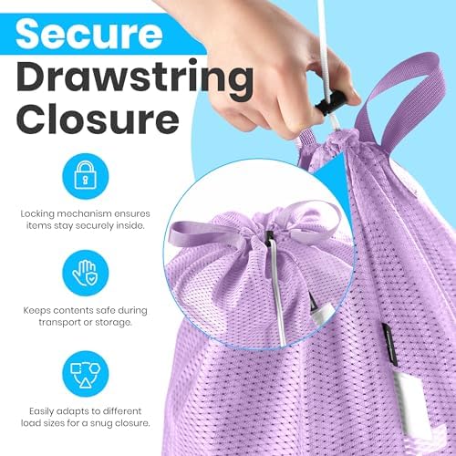 Handy Laundry XL Heavy Duty Mesh Laundry Bag 24x36 in, Drawstring Purple - Image 3
