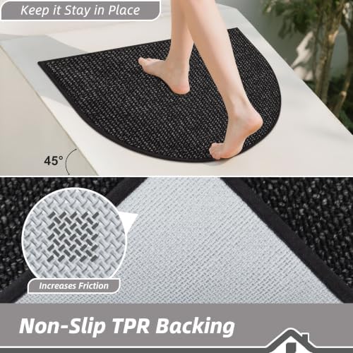 BEQHAUSE Dirt Trapper Door Mat 24" x 36" Half Circle Non Slip Rugs, Black - Image 4