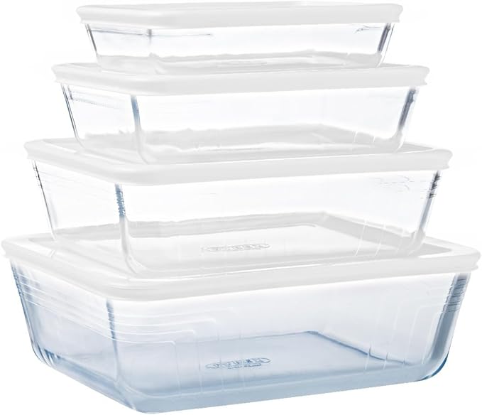"Pyrex Cook&Freeze Recipient Care Glass Size with lid 20.5 x 20.5 x 7.5 cm - Without lid 20 x 20 x 7 cm