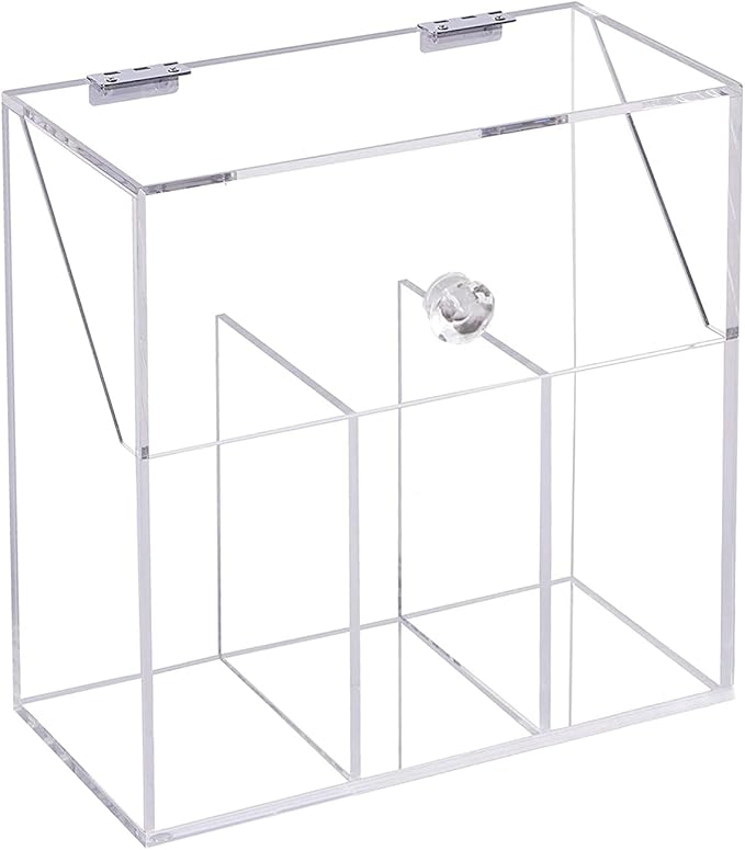 Vevitts Acrylic Makeup Brush Holder, Clear Cosmetic Storage Box with 3 Brush Holders, Dust Cover, Large-Capacity Split Design for Organizing Vanity Desk