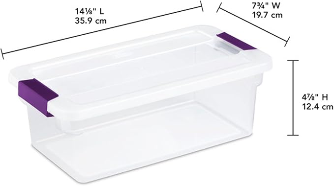 Sterilite 12-Pack ClearView Latch Box, Clear Stackable Organizer Bins with Lids, 6 Qt – Small Plastic Tote Containers for Closet, Office, Bedroom, Shelving Units and Home Storage Organization