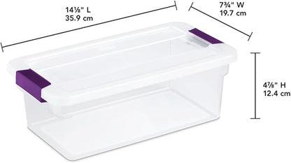 Sterilite 12-Pack ClearView Latch Box, Clear Stackable Organizer Bins with Lids, 6 Qt – Small Plastic Tote Containers for Closet, Office, Bedroom, Shelving Units and Home Storage Organization