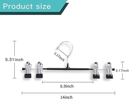 14Inch 50PACK Pants Hangers with Clips Adjustable Skirt Hangers for Women Black Metal Non-Slip Trousers Hanger Heavy Duty Space Saving Clothes Hangers for Shorts,Jeans