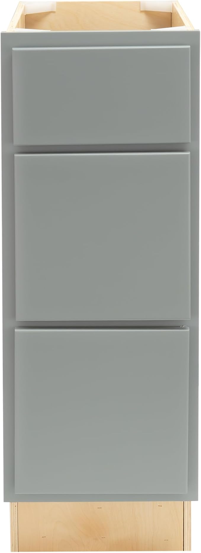 Quicklock RTA (Ready-to-Assemble) | Base Kitchen Cabinets - Shaker Style | Made in America (Magnetic Gray, 12" W x 34.5" H x 24" D 3 Drawer Pots and Pans)