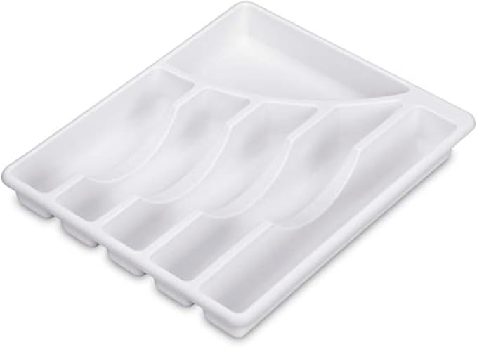 STERILITE Cutlery Tray, 11-3/4 in W, 1-7/8 in D, Plastic, White, 14-1/8" x 11-3/4" x 1-7/8"