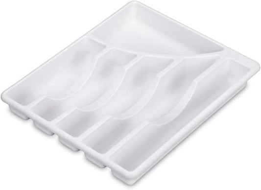 STERILITE Cutlery Tray, 11-3/4 in W, 1-7/8 in D, Plastic, White, 14-1/8" x 11-3/4" x 1-7/8"