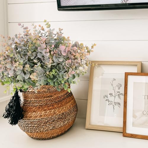 RECUTMS 8Bundles Artificial Eucalyptus Plant Greenery Stems 13In Dusty Pink - Image 6