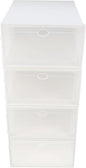 LABRIMP Thickened Plastic Shoe Boxes with White Frame 4pcs Waterproof Dustproof Home Shoe Storage Organizers