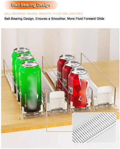 Adjustable Gliding Soda and Beer Organizer Automatic Can Dispenser Self for Fridge-Holds, Removable Dividers(7.5 x 51 cm)