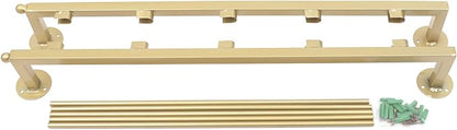 TFCFL Wall Mounted Display Rack, 5-Layer Tie & Scarf Holder, Wrapping Paper Ribbon Organizer, Retail Display for Home & Store (Gold)