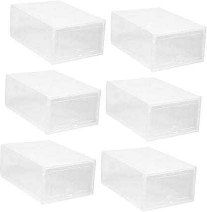 Ciieeo 6 Pcs Sturdy Plastic Shoe Storage Box Lid Drawer Type Organizer for Home Use Dustproof and Stackable Shoe Container