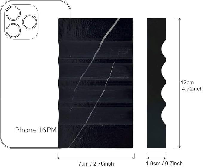 WeDoDecor Real Matte Black Marble Soap Dish for Bathroom Sink & Shower Stone Tray Small Unique Bar Soap Holder with Draining | Non-Slip, Luxury Bath Room Accessories