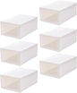SHINEOFI 6pcs Large Capacity Pearl White Plastic Shoe Storage Boxes with Flip- Design, Stackable Shoe Organizer for Closet and Home Storage