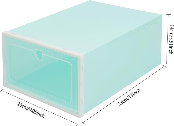 24Pcs Shoe Storage Box, Shoe Box Side Open, Clear Shoe Boxes Stackable, Plastic Stackable Shoe Storage Organizer, for Shoes, Including Sneakers, High Heels, Canvas Shoes, Boots, Etc (Green)