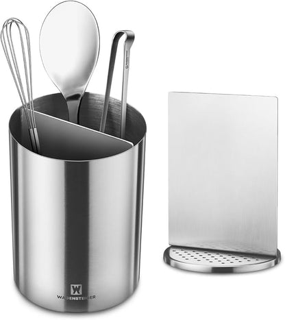 WAGENSTEIGER Stainless Steel Utensil Holder, SUS304 Rust-Resistant Metal Organizer for Kitchen Tools, Cutlery & Flatware, Countertop Storage for Utensils, Toothbrushes & More (110 x 150mm (Tall))