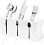 White Acrylic Cutlery Storage Organizer,Plastic Silverware Holder,Silverware Caddy 3 Section Tableware Plastic Holder for Kitchen Storage Indoor Outdoor Decoration Supplies