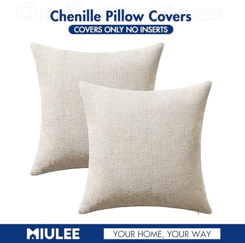 MIULEE Decorative Neutral Beige Euro Sham Pillow Covers 24x24 Inch 2 Pack - Image 7
