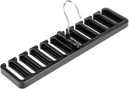 10 Slot Belt Rack Organizer, Sturdy Plastic Closet Wardrobe Space Saver Multifunctional Belt Hanger Rack Holder for Men Women (Black)