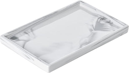 Ceramic Vanity Bathroom Tray Marble Decor Holder and Organizer for Jewelry Perfume Candle Soap Plant Towel Cosmetic Act Large Tray