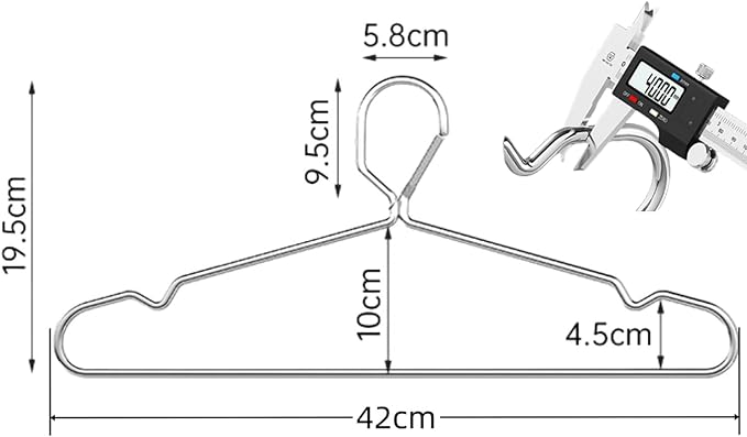 10 Pack 16.5” Wire Locking Hanger 4mm Lockable Hangers Stainless Steel Slim Thin Heavy Duty Windproof Close Hook Metal Space Saving Hotel RV Clothes Hangers Silver