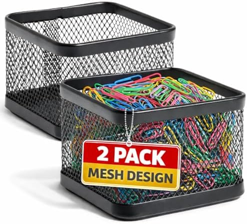 1InTheOffice Mesh Paperclip Holder for Desk (2 Pack) by 1InTheOffice