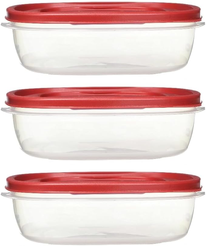 Rubber maid Food Storage Containers Nine Cup Food Storage Containers 7 Peice Set, Easy Find Lids, 3 Containers, 3 Lids Chalk Pen And Chalk Labels