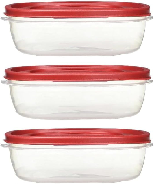Rubber maid Food Storage Containers Nine Cup Food Storage Containers 7 Peice Set, Easy Find Lids, 3 Containers, 3 Lids Chalk Pen And Chalk Labels