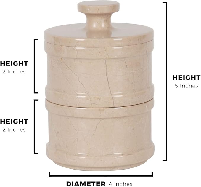 Radicaln Handmade Marble Brown 5” Dual Salt Cellar & Brown Sugar Keeper – 2” Each Herb Jar Salt Dish Kitchen Accesorries – Ideal For Jewelry, Butter, Sugar & Home Décor