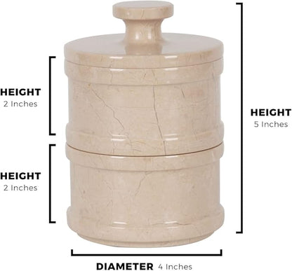 Radicaln Handmade Marble Brown 5” Dual Salt Cellar & Brown Sugar Keeper – 2” Each Herb Jar Salt Dish Kitchen Accesorries – Ideal For Jewelry, Butter, Sugar & Home Décor