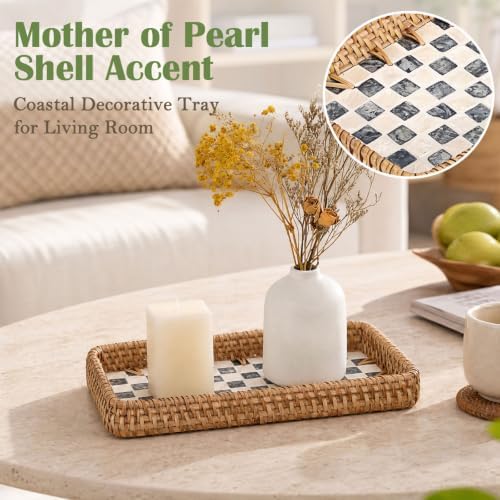 Key Basket for Entryway Table, Rattan Remote Tray for Coffee Table - Image 2