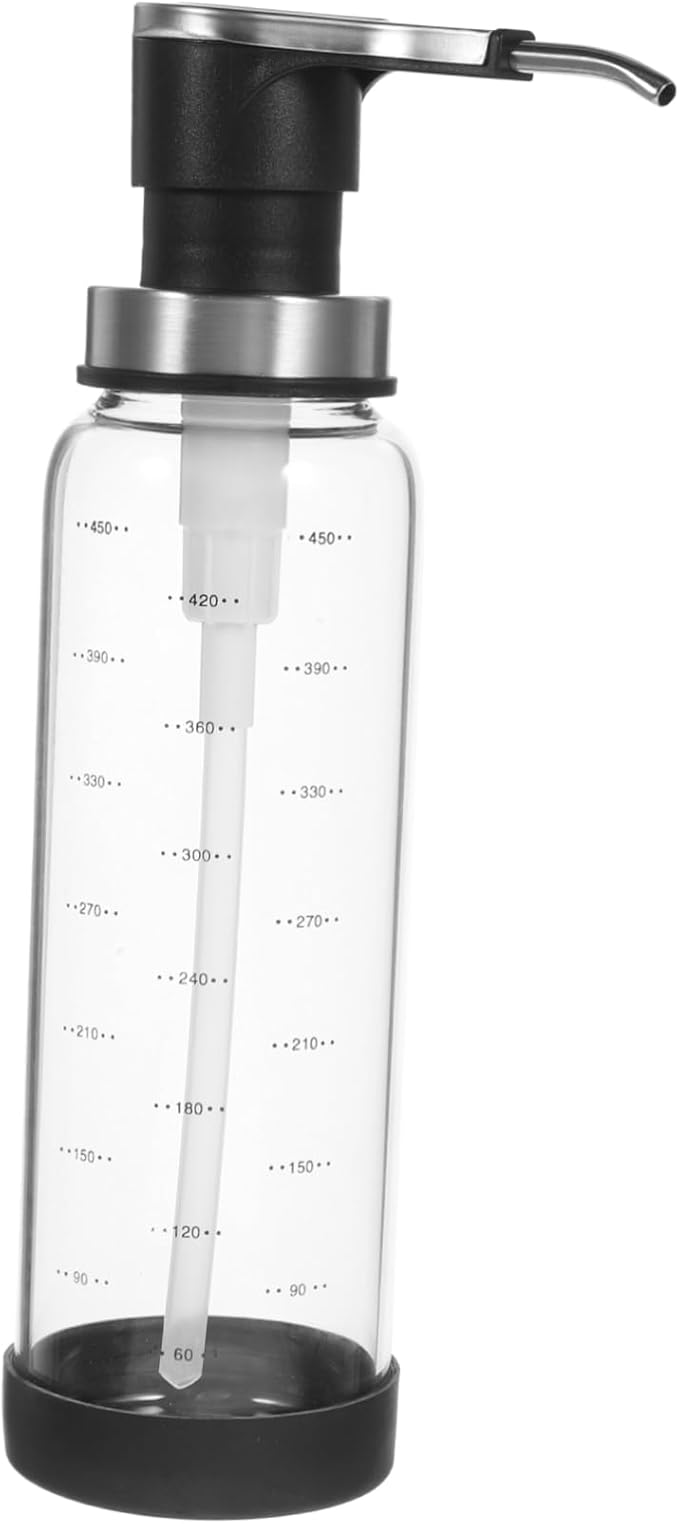 Transparent Syrup Pump Dispenser Bottle Capacity Kitchen Jam Honey and Ketchup Pumping Jar with Pump Lid for Easy Dispensing