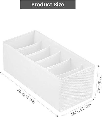 3 Packs Fabric Belt Organizer, 6 Grids Belt Organizer for Closet and Drawer, Foldable Dresser Drawer Organizers, Tie Holder -White