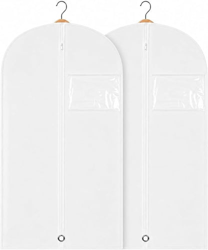 Kids Garment Bag 2 Pack for Hanging Clothes, Travel Garment Bags for Dresses, Dance Costumes & Suits, Breathable Clothes Cover for Baby Toddler Child,White, 30" x 18"