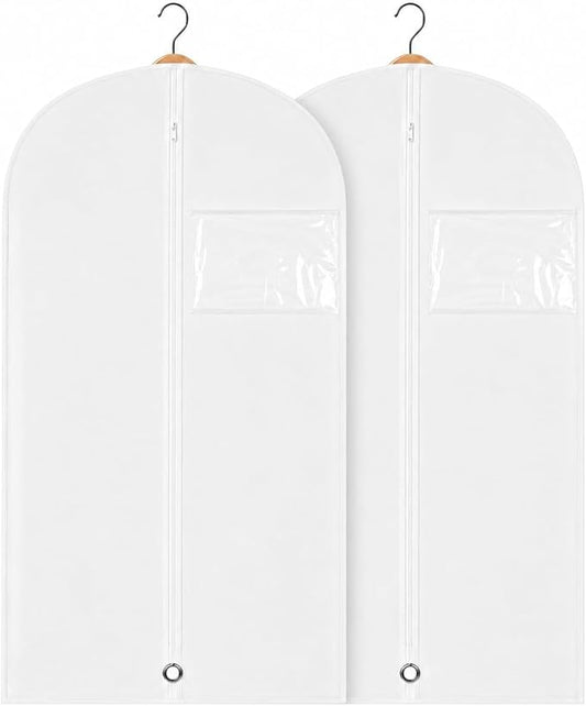 Kids Garment Bag 2 Pack for Hanging Clothes, Travel Garment Bags for Dresses, Dance Costumes & Suits, Breathable Clothes Cover for Baby Toddler Child,White, 30" x 18"