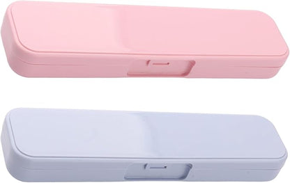 Kakalote 2 Pcs Portable Cutlery Case, Simple Reusable Camping Cutlery Case for Travelling, Work and School (Blue+Pink)