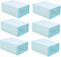 6pcs Stackable Transparent Shoes Organizer Breathable Drawer-type Shoe Storage Box Space-saving Container for Closet Entryway and Bedroom Round Center Blue