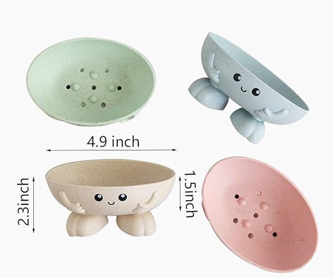 Soap Holder, Cartoon Lovely Soap Box for Bathroom and Kitchen Bathtub Sink Anti-Slip Design Soap Case Cute Soap Dish (Green)