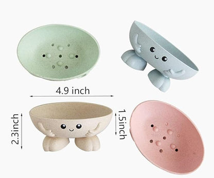 Soap Holder, Cartoon Lovely Soap Box for Bathroom and Kitchen Bathtub Sink Anti-Slip Design Soap Case Cute Soap Dish (Blue)