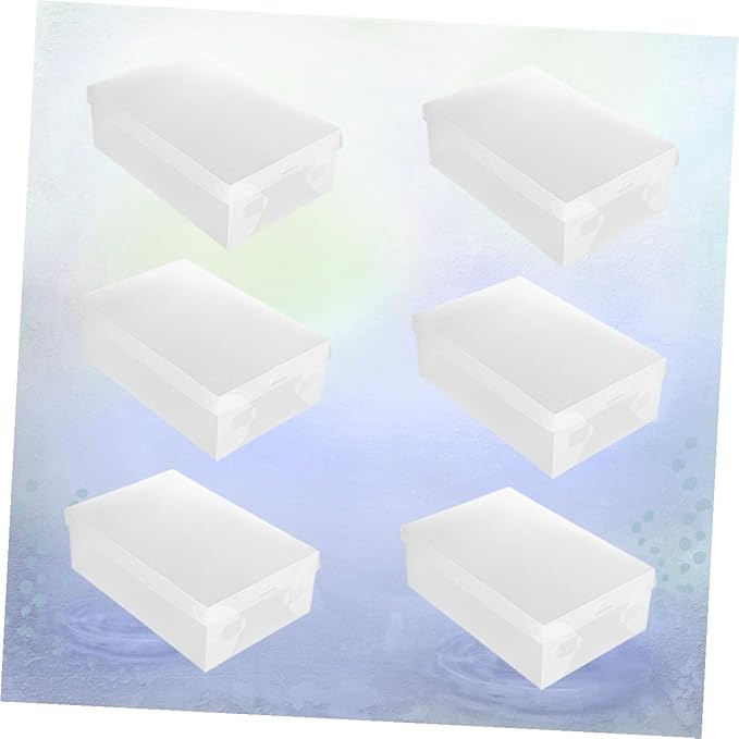 COHEALI 6PCS Transparent Shoe Boxes Plastic Storage Containers with Flip Lid Stackable Organizer for Home and Shop Shoe Storage