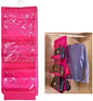 Kare Kind Hanging Handbag Purse Tote Clutch Organizer Holder (Hot Pink) - Space Saver for Wardrobe, Closet Storage - Dust-Proof with 360° Swivel Hook and 6 Transparent Pockets - Gift, Travel, Home