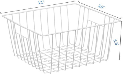 Freezer Organizer Baskets, Kitchen Metal Wire Storage Bins, Pantry Cupboard Household Container Dividers with Handles