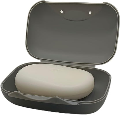 Soap Holder Container, Vonpri Portable Bar Soap Saver Scrubber Case for Bathroom and Kitchen (Grey)