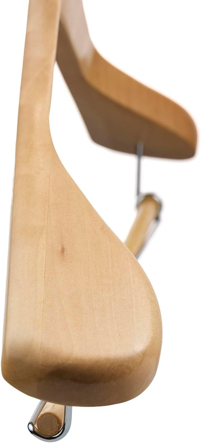 DEILSY™ Natural Suit Hangers for Men with Non-Slip Pants Bar & 360° Swivel Hook - Smooth Finish Wooden Coat Hangers, Heavy Duty Wooden Hanger – Pack of 6