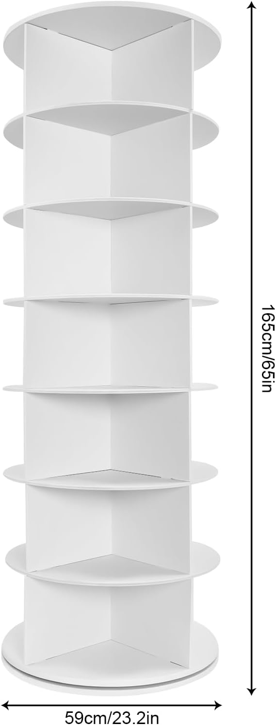 360° Rotating Shoe Rack Tower - Spinning Shoe Organizer for Entryway, Free Standing Lazy Susan Shoe Rack (7 Tiers 23.62 * 23.62 * 65in White)