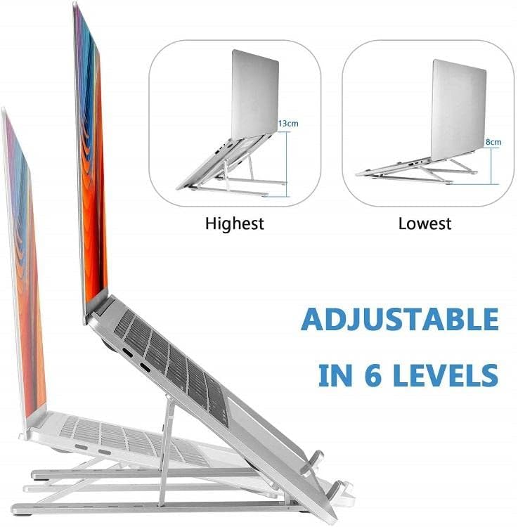 Aluminum Portable Laptop Tablet Stand Adjustable Mount Riser fold able Compatible with Any Size Laptop or Tablet iPad iPAD Pro 12.9 (Silver) - Image 2