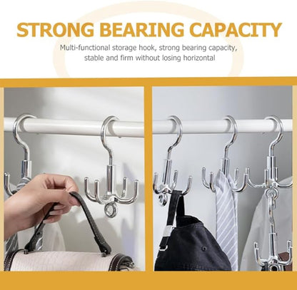 Unomor 4-Claw Rotating Hook Swivel Coat Hat Hook 360 Degree Multi-Purpose Belt Hanger for Clothes Bags Scarves Home Storage Organization
