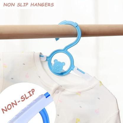 Baby Hangers for Nursery Closet 60 Pack Plastic Kids Clothes Hanger Space Saving Non Slip Extendable Toddler 11-14” Adjustable Hangers Heavy Duty Clothing Infant Hanger Bulk, Blue