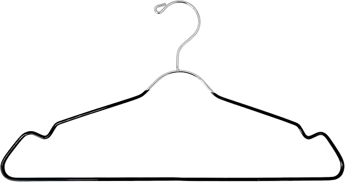 Heavy Duty Metal Hangers with Shoulder Notch - Pack of 12 Wire Clothes Hangers, Stainless Steel, Ultra-Thin Space-Saving Design for Coats, Shirts, Dresses - Perfect for Closets and Laundry Rooms