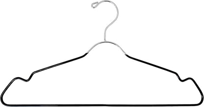 Heavy Duty Metal Hangers with Shoulder Notch - Pack of 12 Wire Clothes Hangers, Stainless Steel, Ultra-Thin Space-Saving Design for Coats, Shirts, Dresses - Perfect for Closets and Laundry Rooms